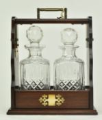 20TH CENTURY REPRODUCTION OAK & BRASS DOUBLE TANTALUS