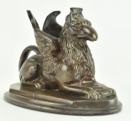 19TH CENTURY BRONZE GRIFFIN CANDLESTICK HOLDER