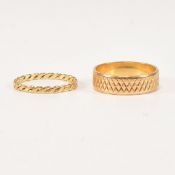 TWO 18CT GOLD BAND RINGS