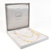 LALIQUE GOLD TONE METAL & FACETED BRIOLETTE BEAD NECKLACE