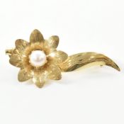 VINTAGE GOLD & PEARL FLOWER BROOCH PIN
