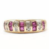 HALLMARKED 9CT GOLD SYNTHETIC RUBY & DIAMOND RING
