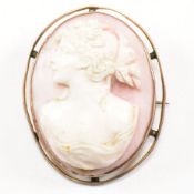 19TH CENTURY VICTORIAN 9CT GOLD CARVED SHELL CAMEO BROOCH PIN