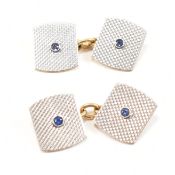 18CT GOLD SAPPHIRE & PLATINUM CUFFLINKS