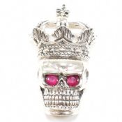 925 SILVER GEM SET SKULL & CROWN PENDANT NECKLACE