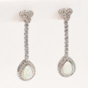 925 SILVER CZ & OPALITE DROP EARRINGS