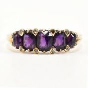 EARLY 20TH CENTURY AMETHYST & DIAMOND FIVE STONE RING