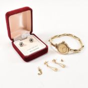 COLLECTION OF 9CT GOLD & 925 SILVER & GOLD TONE METAL JEWELLERY