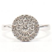 HALLMARKED 9CT WHITE GOLD & DIAMOND CLUSTER RING