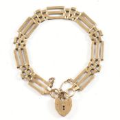 HALLMARKED 9CT GOLD BRACELET WITH HEART PADLOCK CLASP