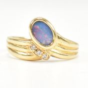 18CT GOLD DIAMOND & OPAL RING