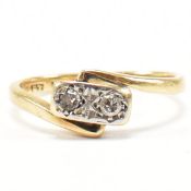 18CT GOLD & PLATINUM DIAMOND CROSSOVER RING