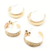 VINTAGE HALLMARKED 9CT GOLD & YELLOW METAL DEMI HOOP EARRINGS