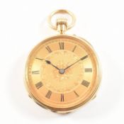 HALLMARKED 18CT GOLD OPEN FACE POCKET WATCH.