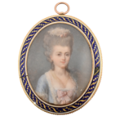 A GOLD GEORGIAN PORTRAIT MINIATURE GOLD LOCKET PENDANT