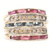GOLD SAPPHIRE & RUBY & SPINEL MULTI STRAND RING