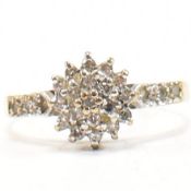 HALLMARKED 9CT GOLD & DIAMOND CLUSTER RING