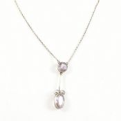 EDWARDIAN AMETHYST & GOLD ON SILVER PENDANT NECKLACE