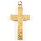 19TH CENTURY VICTORIAN 9CT GOLD ENGRAVED CROSS PENDANT