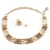 GATE LINK BRACELET & GOLD EARRING