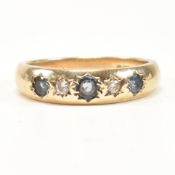 HALLMARKED 9CT GOLD SAPPHIRE & DIAMOND GYPSY RING