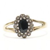 9CT GOLD SAPPHIRE & DIAMOND CLUSTER RING
