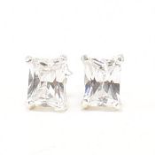 PAIR OF 925 SILVER & CZ STUD EARRINGS