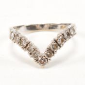 HALLMARKED 18CT WHITE GOLD & DIAMOND WISHBONE RING