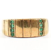 HALLMARKED 9CT GOLD & EMERALD BAND RING
