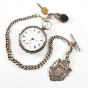 SILVER HALLMARKED 1901 POCKET WATCH & ALBERT CHAIN