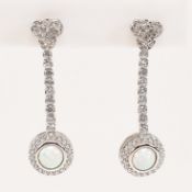 925 SILVER CZ & OPALITE PANEL DROP EARRINGS