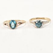 TWO 9CT GOLD & GEM SET SOLITAIRE RINGS