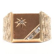 HALLMARKED 9CT GOLD & DIAMOND SIGNET RING