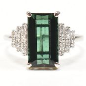 18CT WHITE GOLD TOURMALINE & DIAMOND RING