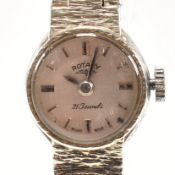 1960S HALLMARKED 9CT WHITE GOLD ROTARY COCKTAIL WRISTWATCH