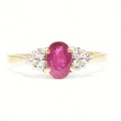 HALLMARKED 18CT GOLD RUBY & DIAMOND RING