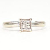 HALLMARKED 9CT WHITE GOLD & DIAMOND RING