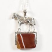 925 SILVER & GEODE HORSE PENDANT NECKLACE