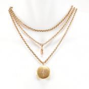 HALLMARKED 15CT GOLD & DIAMOND LOCKET & ALBERT CHAIN