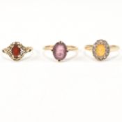 THREE 9CT GOLD & GEM SET RINGS