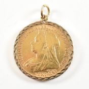 MOUNTED 22CT VICTORIAN 1896 SOVEREIGN COIN