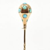 LATE 19TH CENTURY GOLD & TURQUOISE STICK PIN
