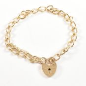 HALLMARKED 9CT GOLD CURB LINK CHAIN WITH HEART PADLOCK CLASP