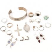 COLLECTION SILVER WHITE METAL EARRINGS PENDANTS RINGS BANGLE