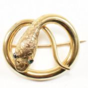 19TH CENTURY GILT VICTORIAN SNAKE KNOT BROOCH PIN