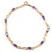 HALLMARKED 9CT GOLD & AMETHYST BRACELET
