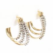 HALLMARKED 9CT GOLD & DIAMOND TRIPLE HOOP EARRINGS