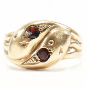 HALLMARKED 9CT GOLD & GARNET SNAKE RING