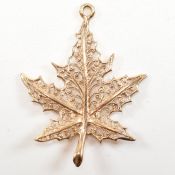14CT GOLD PENDANT IN THE FORM OF A LEAF