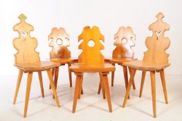 SET OF THREE & TWO DUTCH / POLISH ELM KITCHEN CHAIRS